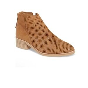 Dolce Vita Perforated Leather Ankle Booties Women 9.5 Tan Excellent Laser Cut